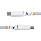 StarTech.com 1ft (30cm) White USB-C Charging Cable, 60W (3A) PD, Dual-Layer Braided Nylon/TPE Jacket, Rugged USB C Charging Cord, USB 2.0 Laptop Charger Cable