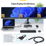 StarTech.com Triple-Monitor USB-C Docking Station, 140W Laptop Charging Dock for MacBook Pro and Windows, 4K 60Hz HDMI or DisplayPort, TAA