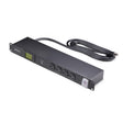 StarTech.com 16-Outlet Horizontal Rack Mount Metered PDU, 1U Server Power Strip w/Surge Protector, 125V/15A, 8ft (2.4m) Power Cable, Power Distribution Unit, TAA
