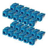 StarTech.com Cat6 Keystone Jack, 24-Pack RJ45 Ethernet Keystone Jacks, UTP Cat6 Wall Jack, 90-Degree 110 Punch Down, Blue