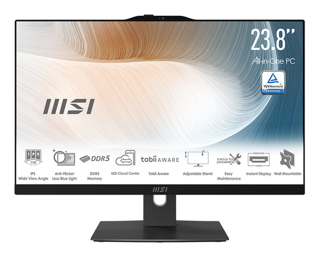 MSI Modern 1M-1096US Intel® Core™ i5 120U 60.5 cm (23.8") 1920 x 1080 pixels Touchscreen All-in-One PC 16 GB DDR5-SDRAM 1 TB SSD Windows 11 Home Wi-Fi 6E (802.11ax) Black