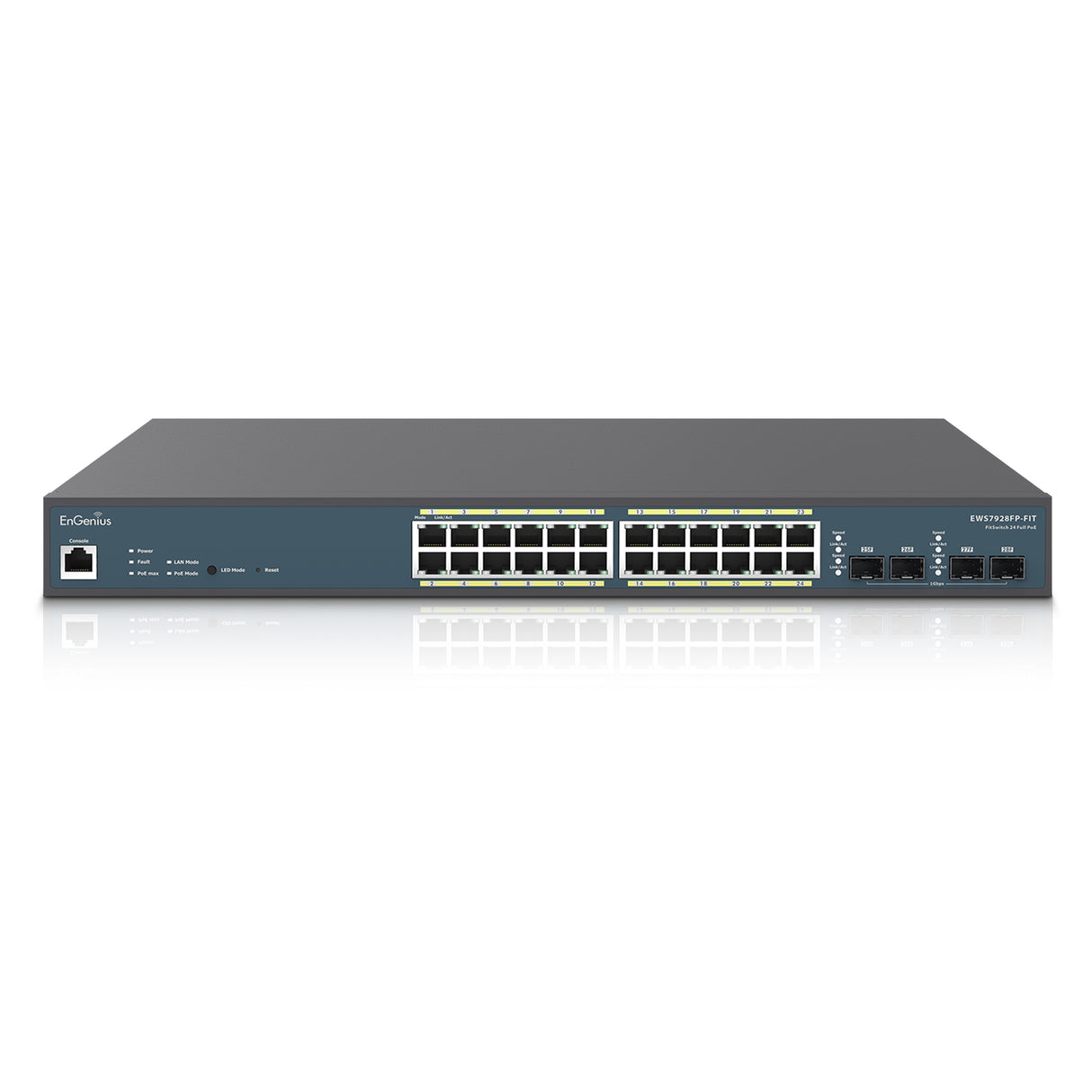 EnGenius Switch 24-port GbE PoE.af/at(+) 410W 4xSFP L2 19i