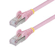 StarTech.com 6in Pink CAT6a Ethernet Cable, Snagless RJ45, 10GbE, 100W PoE++, S/FTP, LSZH, 27AWG Pure Bare Copper Wire, 500MHz, Shielded Network Patch Cord w/Strain Reliefs, Individually Tested/ETL Verified
