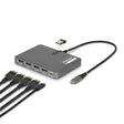 StarTech.com USB-C to Quad-Monitor Workstation Adapter, 4K 60Hz DisplayPort, 140W PD Passthrough for Laptop Charging, USB Port for Wireless Keyboard / Mouse, TAA