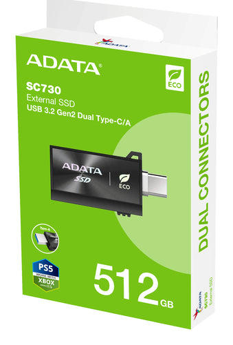 ADATA SC730 512 GB USB Type-C 3.2 Gen 2 (3.1 Gen 2) Black
