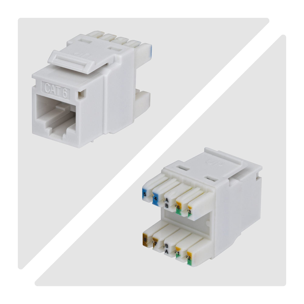 StarTech.com Cat6 Keystone Jack, 24-Pack RJ45 Ethernet Keystone Jacks, UTP Cat6 Wall Jack, 180-Degree 110 Punch Down, White