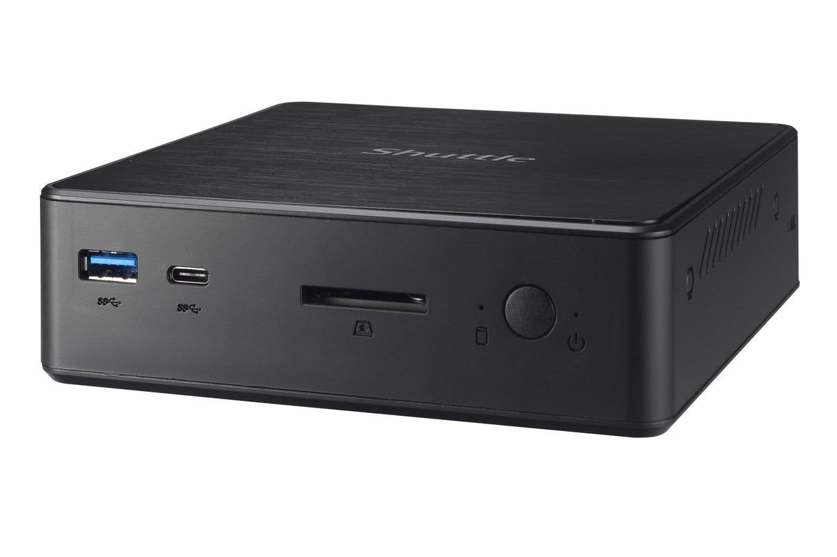 Shuttle Nano PC NC10U , Intel Celeron 4205U, 1x HDMI, 1x DP, 1x 2.5" bay, 1x M.2, 1x LAN, 1x COM, Wifi, 24/7 permanent operation, incl. VESA & Stand