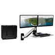 Mount-It! Sit Stand Workstation Wall Mounted with Dual Monitor & Keyboard Tray Gas Spring Includes CPU Wall Mount Heavy Duty Steel & Aluminum