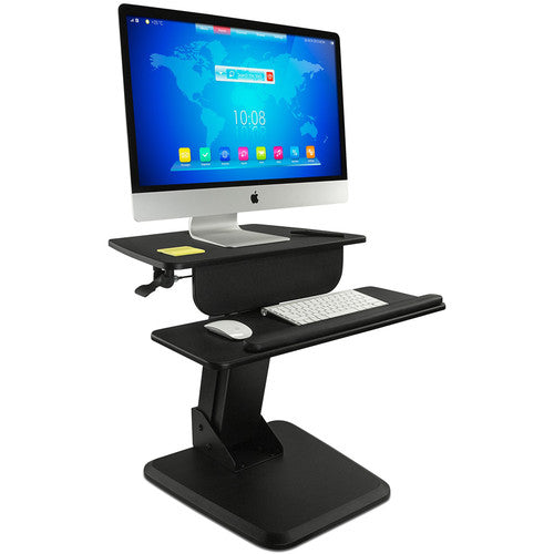 Mount-It! Sit Stand Desk Converter with Single Monitor Arm with Keyboard Tray - Black