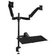 Mount-It! Sit Stand Desk with Dual Monitor Mount up to 27In Monitors Heavy Duty Steel with Keyboard Mouse Tray Desk Clamp Gas Spring Arm Adjusts up and down 11.5 In
