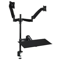 Mount-It! Sit Stand Desk with Dual Monitor Mount up to 27In Monitors Heavy Duty Steel with Keyboard Mouse Tray Desk Clamp Gas Spring Arm Adjusts up and down 11.5 In