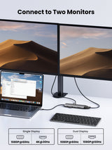 Ugreen 11-in-1 USB-C Hub to 3x USB-C/2x USB-A/HDMI/VGA/RJ45/SD/TF/3.5mm - Gray Docking Dock Grey