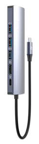 Manhattan USB-C Dock/Hub, Ports (x6): Ethernet, HDMI, USB-A (x3) and USB-C, with Power Delivery (PD) 100W- requires external USB-C charger (not included). USB powered (no external power supply required) when PD is not in use
