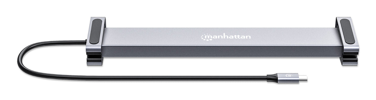 Manhattan USB-C Dock/Hub with Card Reader and MST, Ports (x7): Ethernet, HDMI (x2 4k@60Hz), USB-A (x3) and USB-C, with Power Delivery (PD) 100W- requires external USB-C charger (not included). USB powered (no external power supply required) when PD...