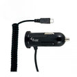 Fuse Car Charger Micro USB Hard Wired 2.4 Amp + Additional USB Port 8ft Coil