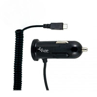 Fuse Car Charger Micro USB Hard Wired 2.4 Amp + Additional USB Port 8ft Coil