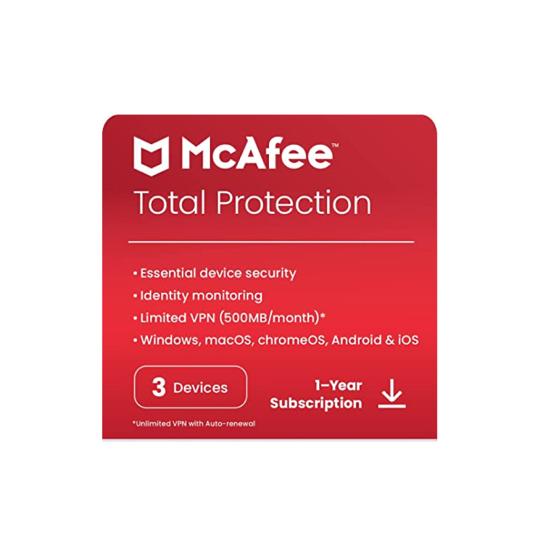 McAfee Total Protection 3-Device 1-Year ESD (DOWNLOAD CODE) PC/Mac/Android/iOS