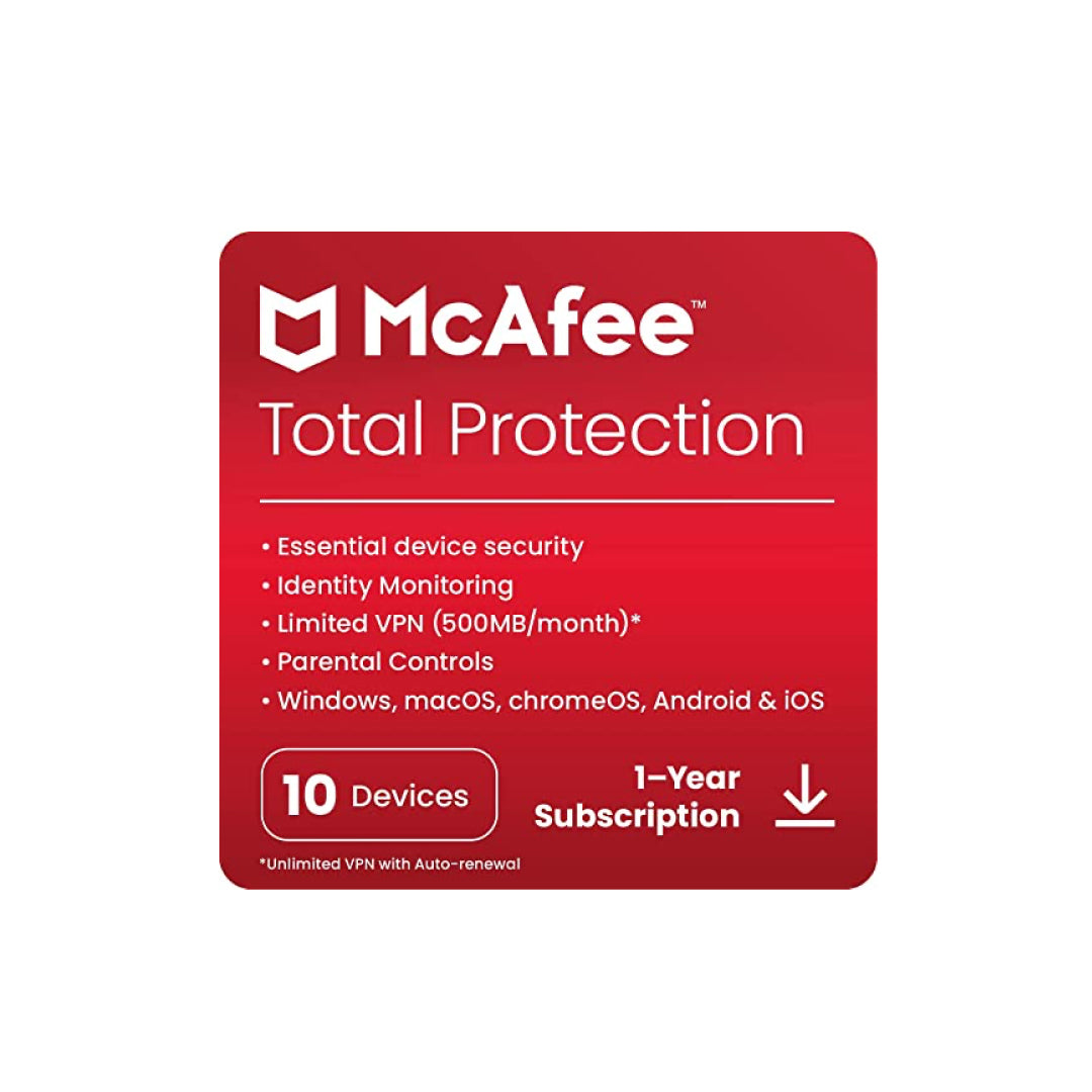 McAfee Total Protection 10-Device 1-Year ESD (DOWNLOAD CODE) PC/Mac/Android/iOS