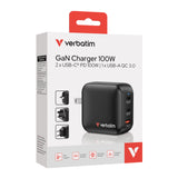 Verbatim GaN Charger 100W Universal Black AC Fast charging Indoor