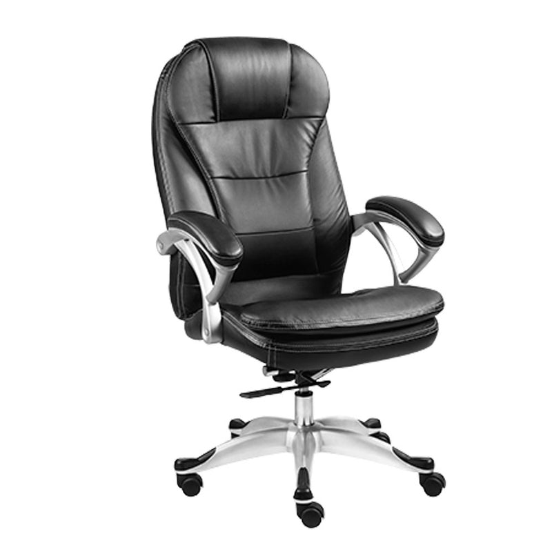 Xtech Office Chair Executive Comfort Padded Lumbar & Headrest with Arm Rests - Dual Wheels with Chrome Base & Foot Rest Tilt 16� Height Adjustment High Quality Black