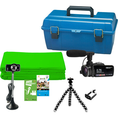 HamiltonBuhl Media Production Studio Kit Large Contains WEBCAM HDV17BK HDV17-MIC TPOD20 Green Screen Fabric Software for both GRN-KIT and ANI-KIT packed in our LCP plastic carry case