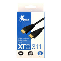 Xtech HDMI Cable Male to Male Gold Plated Contacts - 6ft - Black