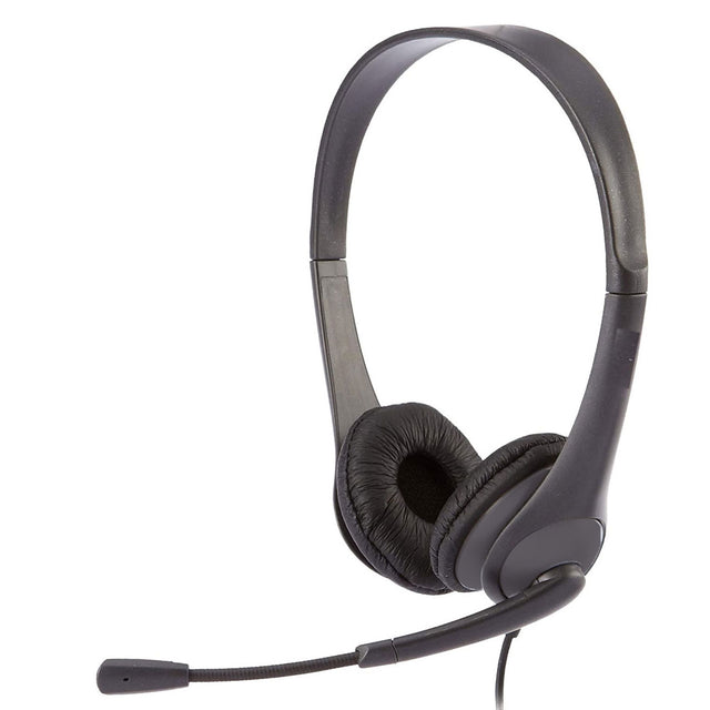 Headset Stereo with Boom Mic USB Adjustable On Ear - Black Bulk