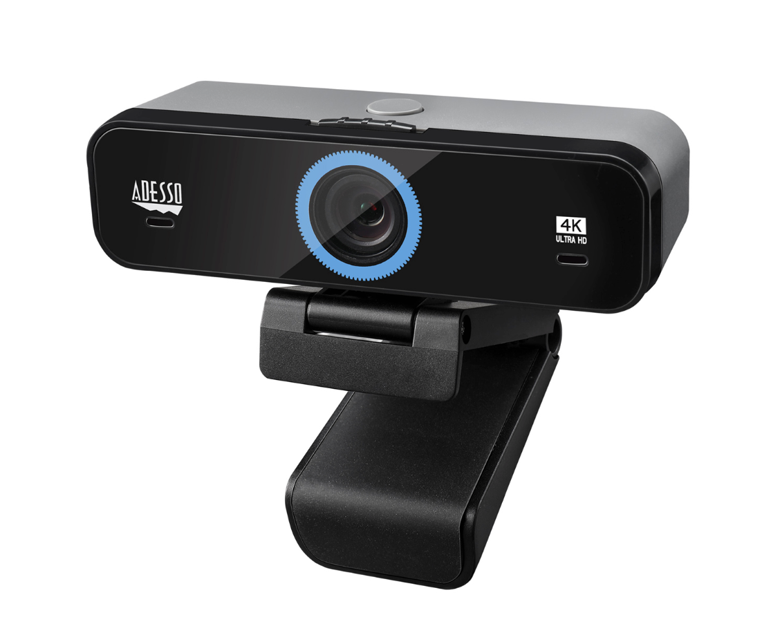 Adesso Webcam CyberTrack K4 4K (8MP) Ultra HD Dual Mics with Noise Cancelling Pan/Tilt Tripod Mountable PC/Mac - Black