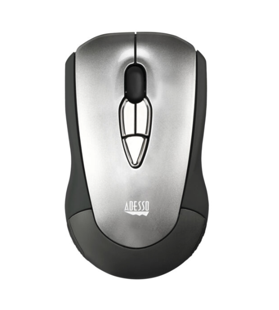 Adesso Air Mouse Wireless iMouse P10 USB 2.4Ghz Dongle with MotionTools 3 Software for Presentations Mouse/Wireless Presenter PC/Mac - Black & Silver