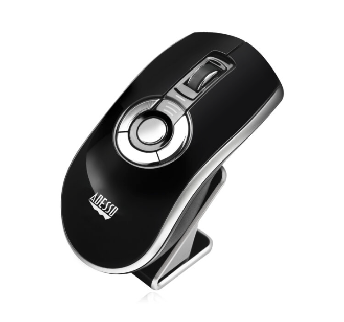 Adesso Air Mouse Wireless iMouse P20 Elite USB 2.4Ghz Dongle with MotionTools 3 Software for Presentations Mouse/Wireless Presenter PC/Mac - Black & Silver