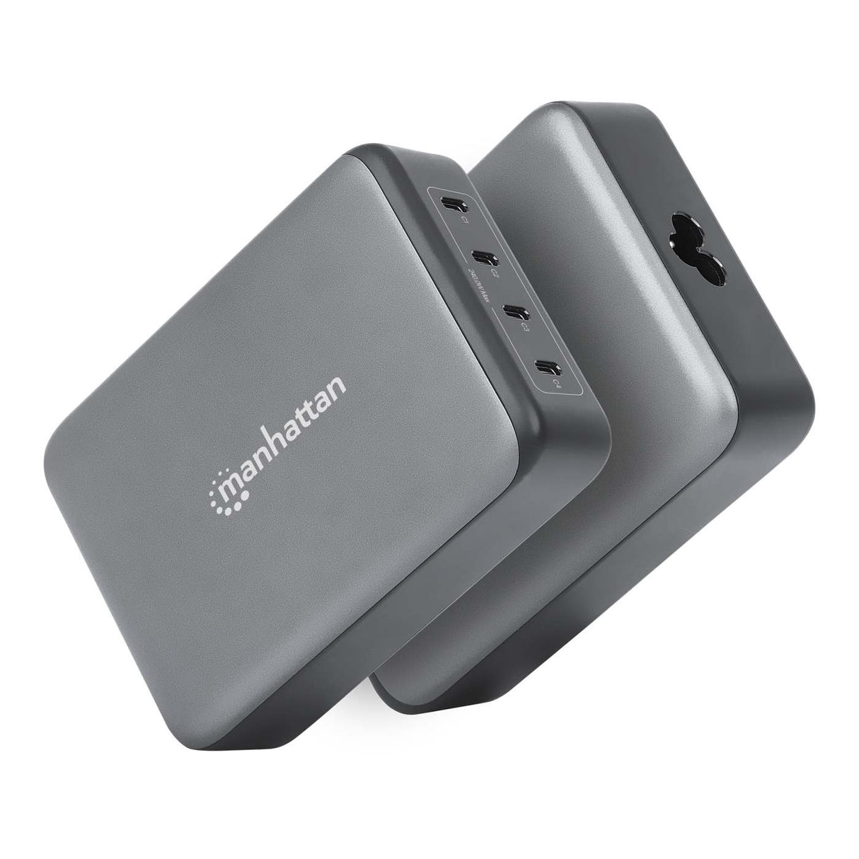 Manhattan 4-Port GaN USB Power Delivery Charging Station - 240 W / PD 3.1, Four USB-C PD Ports with up to 140 W per Port, 240 W Total Output, Power Delivery 3.1, Black