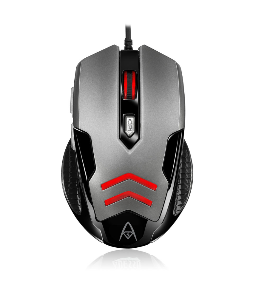 Adesso Gaming Mouse Wired X1 6 Button Illuminated Multi-Coloured lights up to 3200dpi Right Hand PC/Mac - Silver & Black