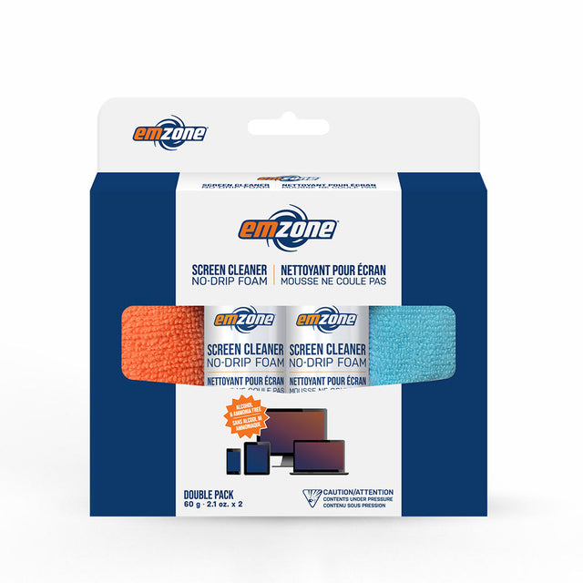 Emzone Screen Cleaner Foam and Microfibre Cloth 2 Pack 2x 2.1oz Foam and 2x Cloth (30x20cm) Alcohol & Ammonia Free