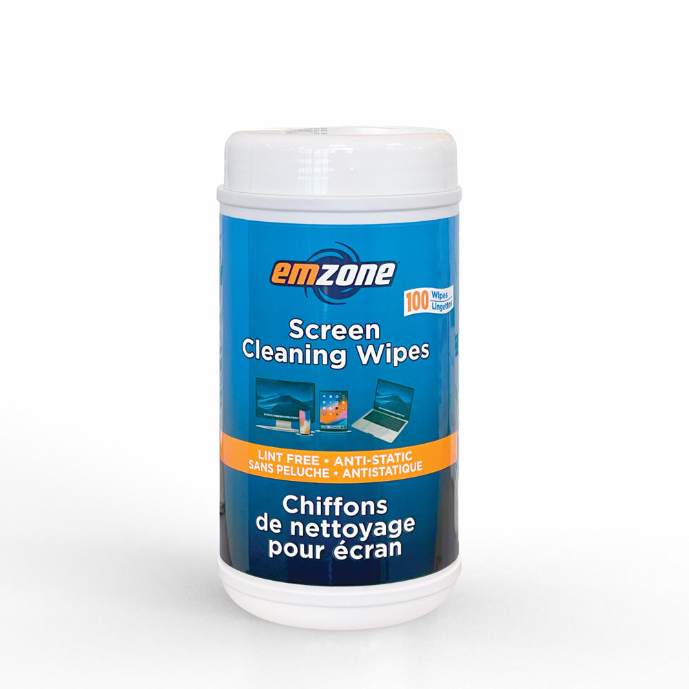 Emzone Screen Cleaning Wipes 100 Tub Tech Screens TVs & Laptops Alcohol & Ammonia Free