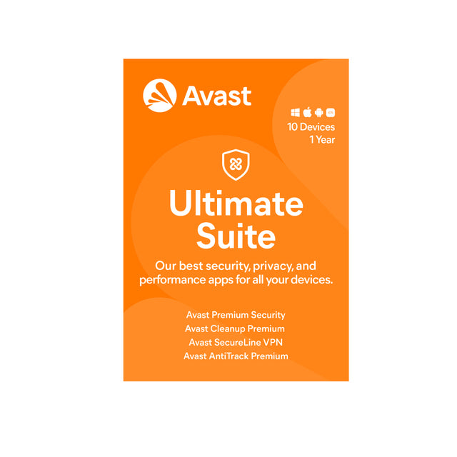 Avast Ultimate Security with VPN 10-Device 1-Year ESD (DOWNLOAD CODE) Speed Up & Clean Up Tools - PC/Mac/Android/iOS