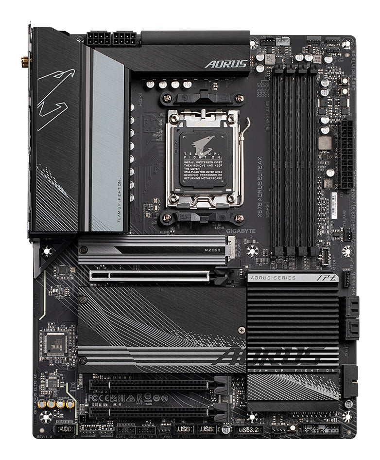 GIGABYTE X670 AORUS ELITE AX Motherboard - Supports AMD Ryzen 9000 Series CPUs, 16+2+2 Phases Digital VRM, up to 8000MHz DDR5 (OC), 1xPCIe 5.0 + 3xPCIe 4.0 M.2, Wi-Fi 6E, 2.5GbE LAN, USB 3.2 Gen 2x2