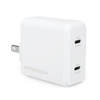 HyperGear Wall Charger 2 Port 40W - 2x USB-C 20W Ports PPS Fast Charging - Foldable Prongs - White