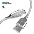 Naztech Charge & Sync USB-C to USB-A Titanium Braided Ballistic Nylon Cable 6ft Fast Charge Reinforced Metal Alloy Connectors - White