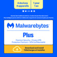 Malwarebytes Premium Plus 4-Device 1-Year Includes Browser Guard & Privacy VPN PC/MAC/Android/iOS ESD (DOWNLOAD CODE)