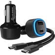 Alogic Car Charger 2 Port USB-C 45W Power Delivery USB-A 12W Fast Charge For Laptops Tablets & Phones Cable X- Black X