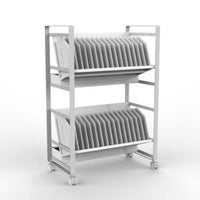 Luxor Charging Cart Steel 32 Tablets Chromebooks Rolling 4 Casters Includes 32 Outlet Surge 450 Joules Protection 10ft Cord Sloped & Padded Compartments