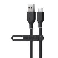 HyperGear Charge & Sync USB-C to USB-A Flexi Pro Cable 6ft 18W Fast Charge 480Mbps High Speed - Soft Touch Silicone - Black