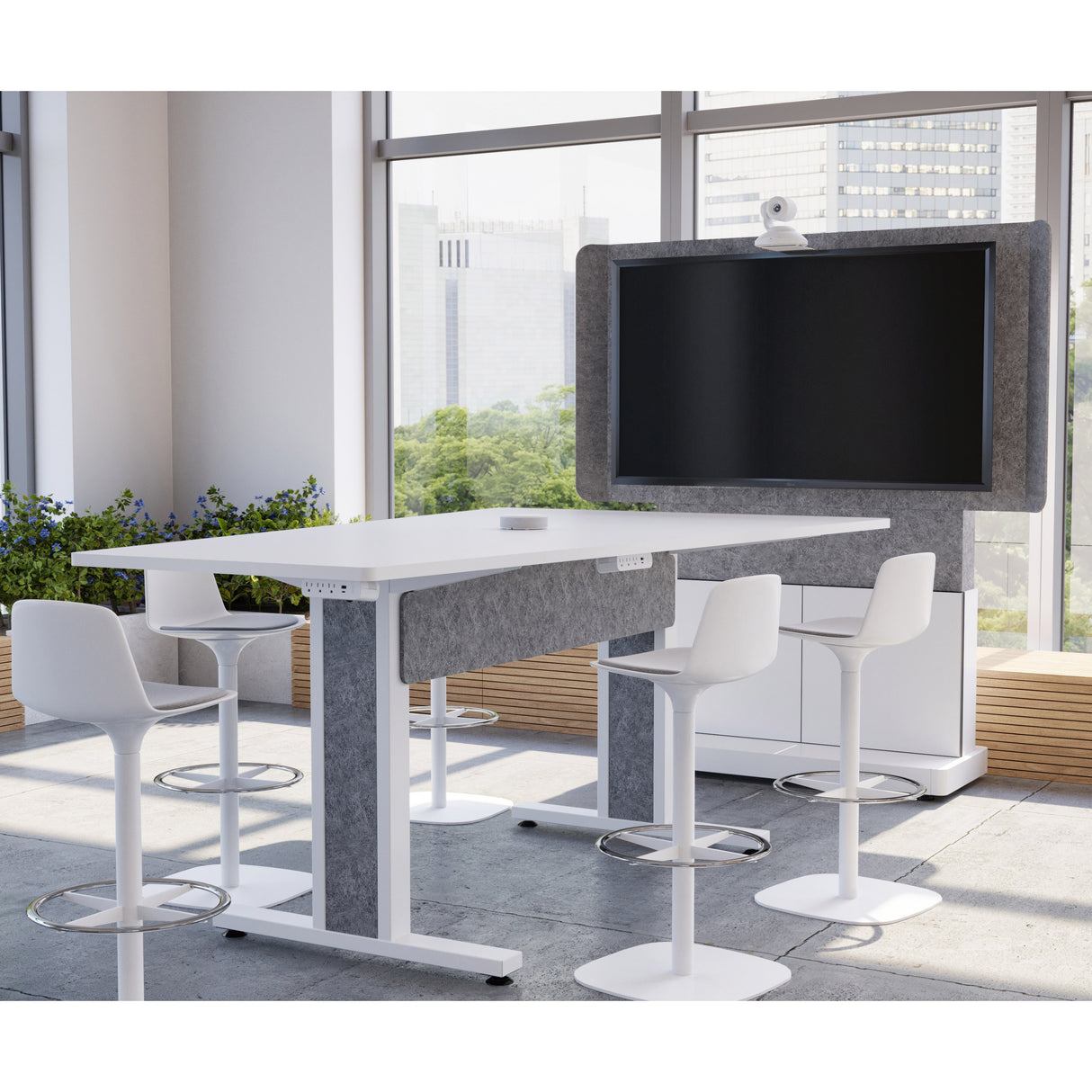 Middle Atlantic ForumTM Free-Standing 48" (2-Bay) Display Stand for (1) 56" to 65" Display, Light Colorway