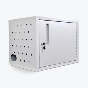 Luxor Charging Box Steel 12 Tablets Wall / Desk Locking Door with 12 Outlet Power Strip