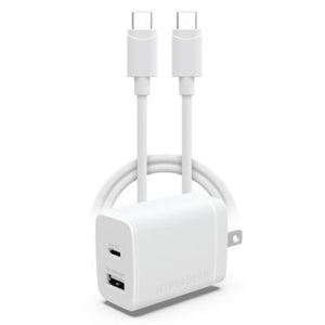 HyperGear Wall Charger 30W 2 Port 1x USB-C PD (30W) 1x USB-A 18W Fast Charge & USB-C to USB-C Cable 4ft - White