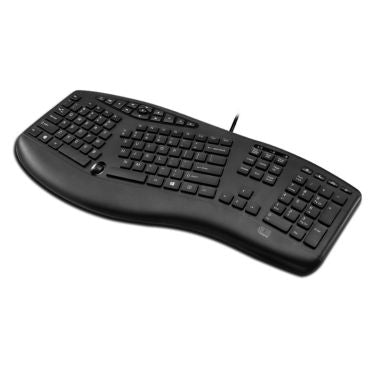 Adesso Keyboard (Bilingual) Wired Tru-Form 160 Ergonomic Multimedia Large Print Integrated Palm Rest Scroll Wheel - Black