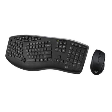 Adesso Keyboard (Bilingual) & Mouse Combo Wired Tru-Form 1600 Ergonomic Multimedia Large Print Integrated Palm Rest 1600dpi - Black