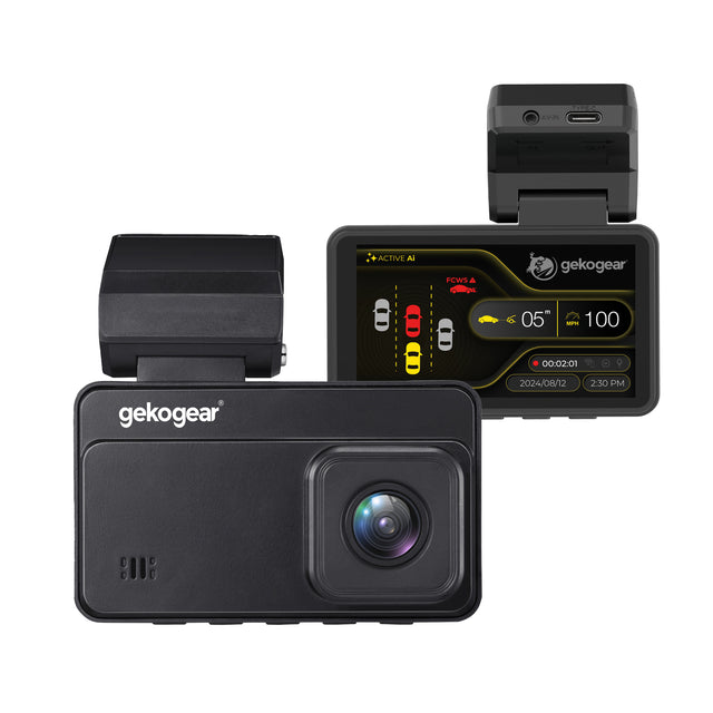 GekoGear Dashcam - Orbit D220 Dual Front (2K HD) & Rear (1080p) 140 Degree Wide Angle G-Sensor 32GB MicroSD Included (support up to 128GB) - Black