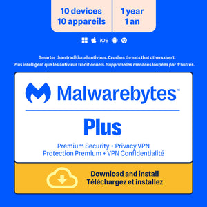 Malwarebytes Premium Plus 10-Device 1-Year Includes Browser Guard & Privacy VPN PC/MAC/Android/iOS ESD (DOWNLOAD CODE)