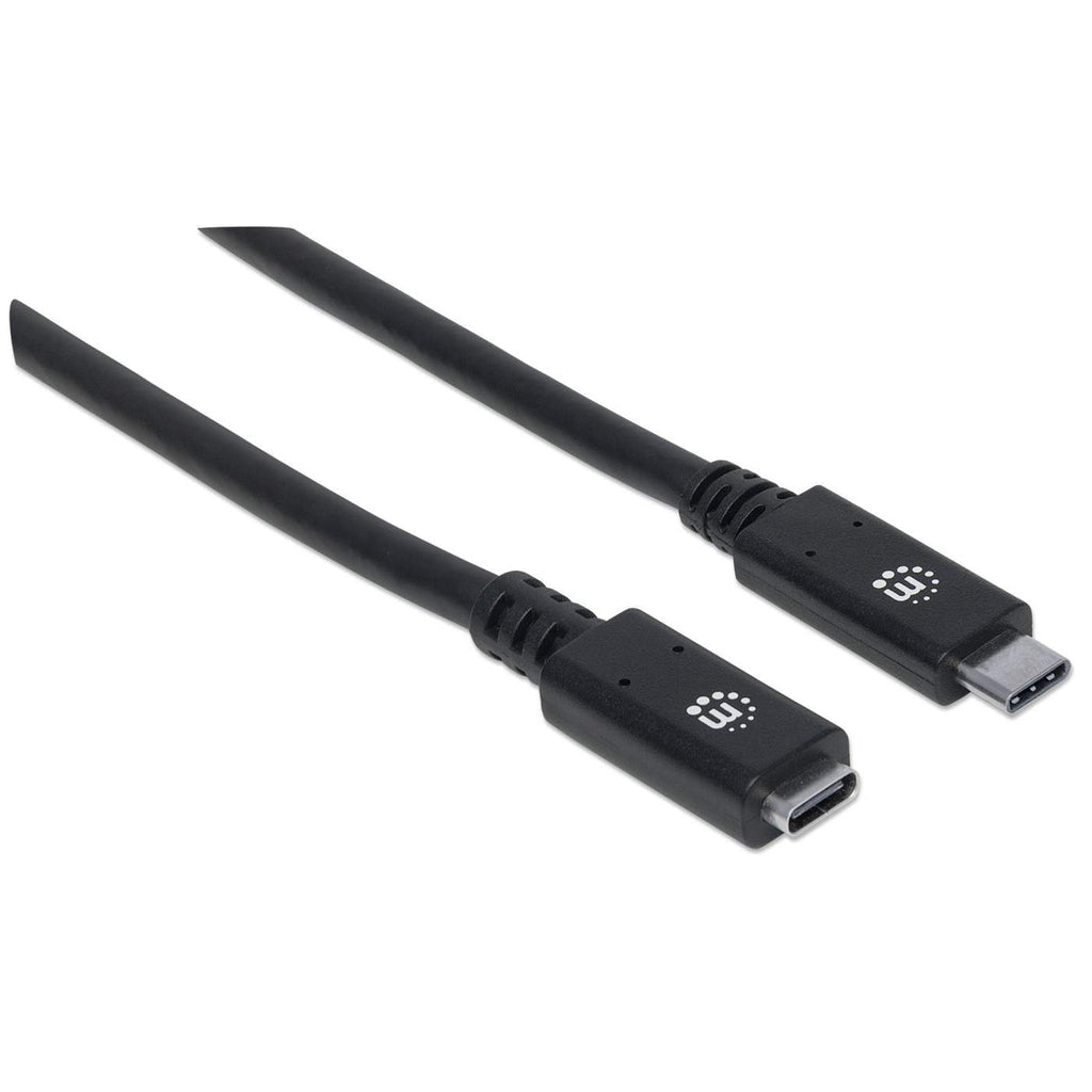 Manhattan USB-C to USB-C Extension Cable, 50cm, Male to Female, 10 Gbps (USB 3.2 Gen2 aka USB 3.1), 5A (super fast charging), SuperSpeed+ USB, Black, Lifetime Warranty